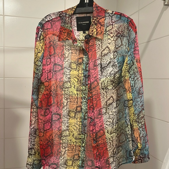 Le Superbe Tops - Le Superbe Rainbow Snake Print Blouse